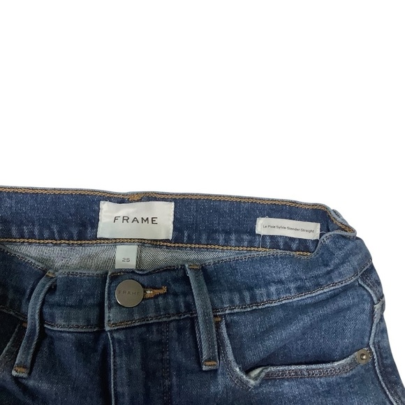 Frame Le Pixie Sylvia Slender Straight Jeans Sz 25 Blue - Picture 4 of 7
